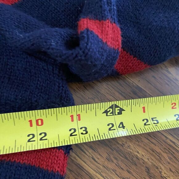 Polo Ralph Lauren Sweater Mens L Blue Red 1/4 Zip Pullover Ribbed Cotton Stripe - Picture 6 of 10